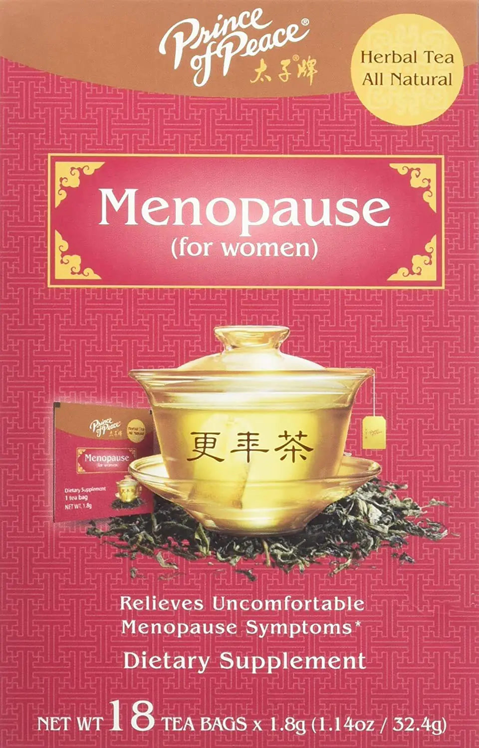 Prince of Peace Menopause Tea 18 Tea Bags – Herbal Tea for Menopause – Menopause Relief – Hormone Balance for Women – Prince of Peace – Relief for Hot Flashes