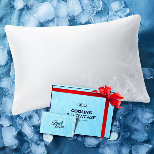 Rifens Ice Cooling Pillow Cases for Hot Sleepers Stay Cool All Night Smoother Than Silk Pillowcase Luxurious Covers w/Hidden Zipper for Hair Skin Birthday Gifts for Men Women Mom (White King)